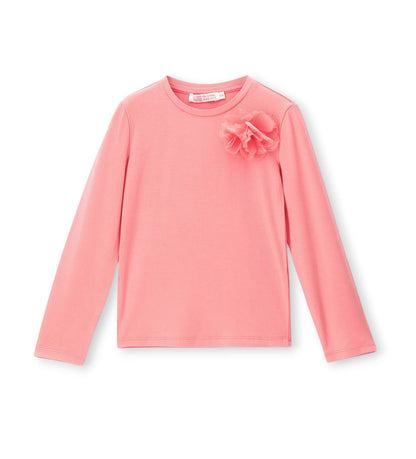 Girl - T-shirt with flower 9 - 10 Y Pink