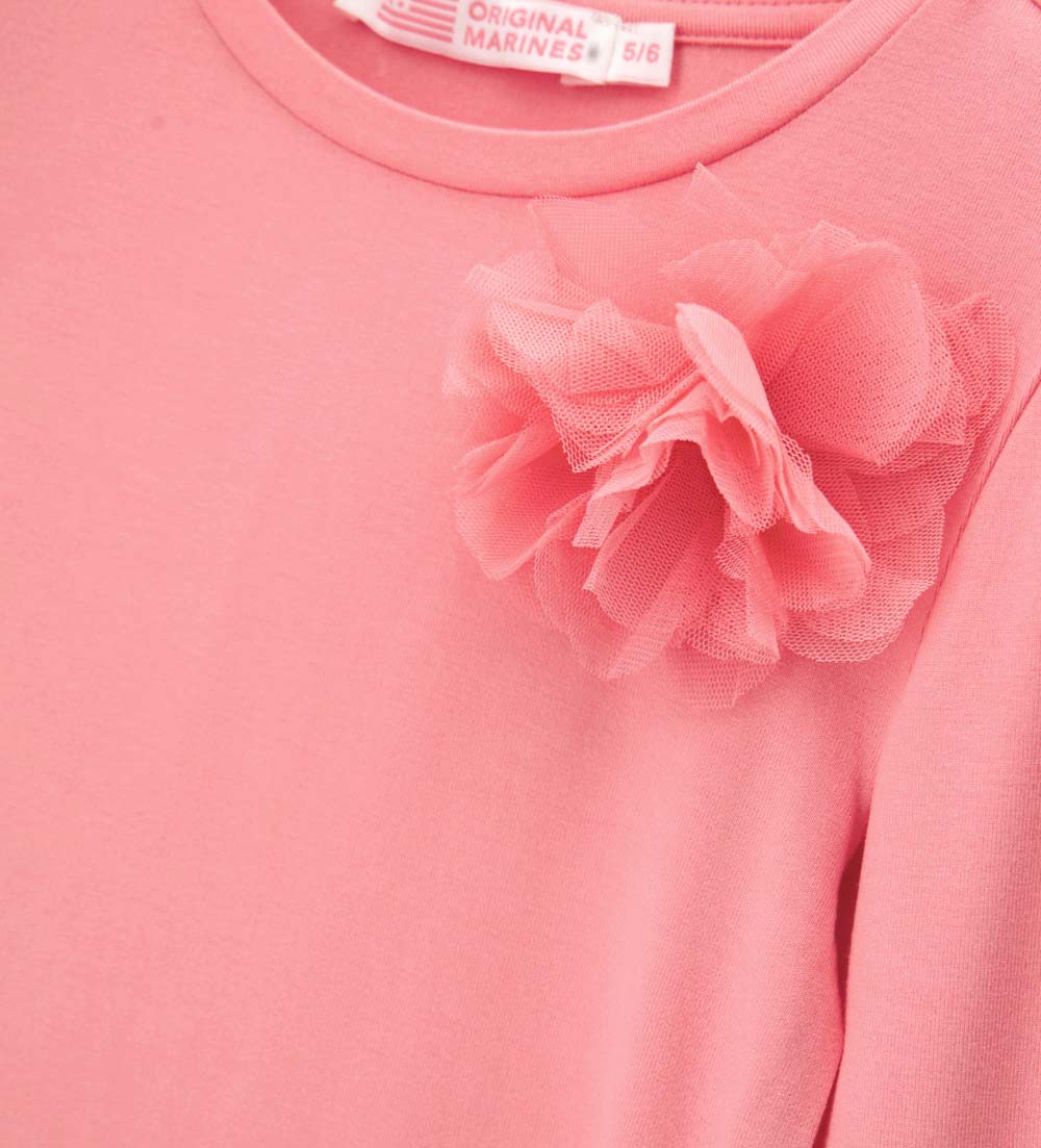 Girl - T-shirt with flower 9 - 10 Y Pink