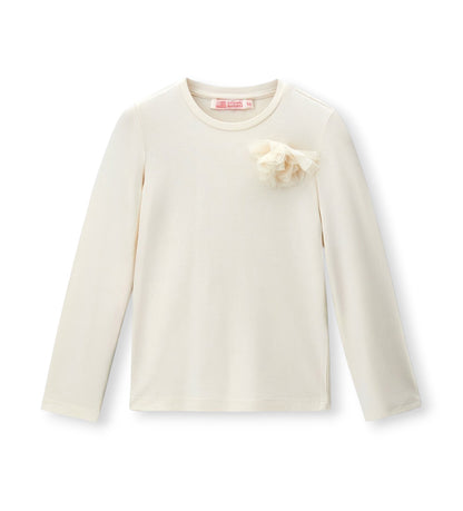 Girl - T-shirt with flower 9 - 10 Y Pink