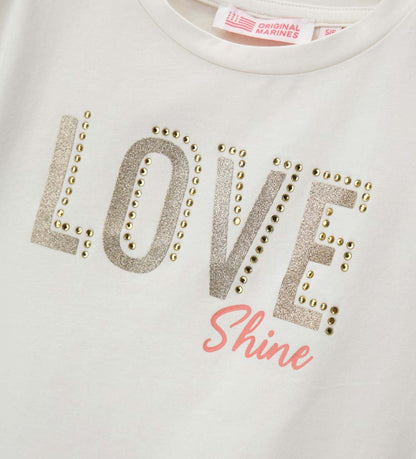 Girl - White glitter T-Shirt 9 - 10 Y Pink