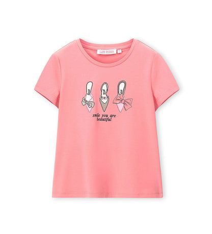 Girl - T-shirt with bow 9 - 10 Y Pink