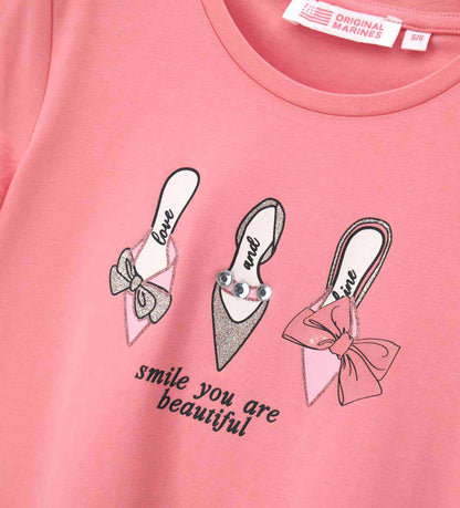 Girl - T-shirt with bow 9 - 10 Y Pink