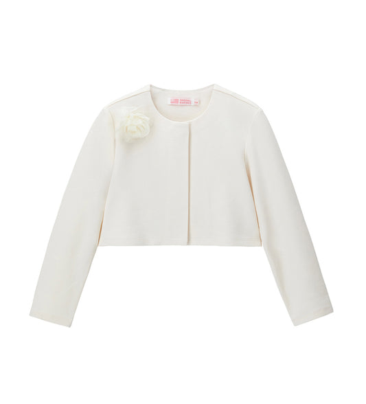 Girl - Jacket with flower 9 - 10 Y Off White