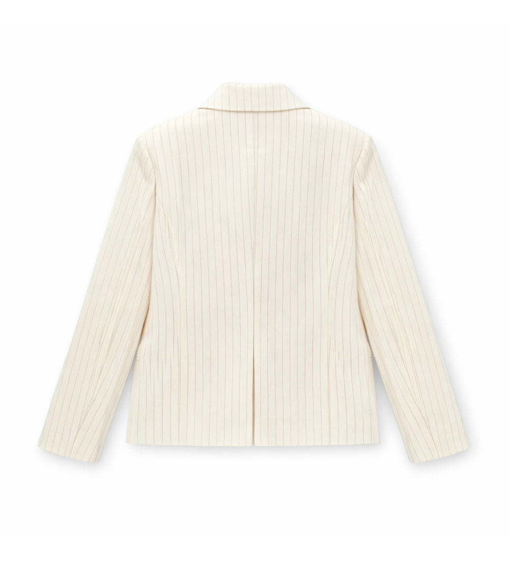 Girl - Double-breasted striped blazer 9 - 10 Y Beige