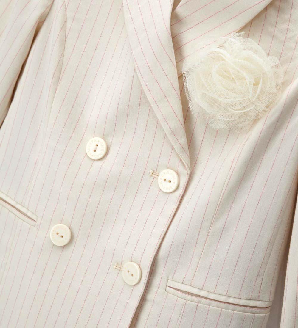Girl - Double-breasted striped blazer 9 - 10 Y Beige