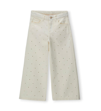 Girl - Rhinestone pants 9 - 10 Y Off White