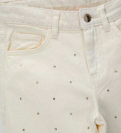 Girl - Rhinestone pants 9 - 10 Y Off White