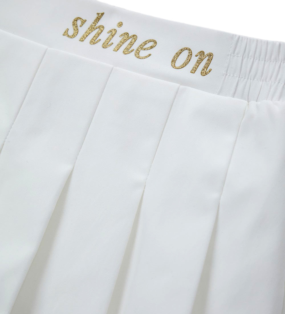 Girl - Bermuda shorts with glitter 9 - 10 Y White