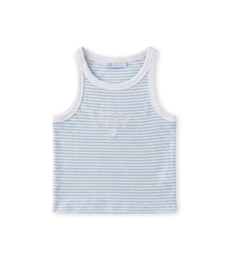 Girl - Striped tank top 9 - 10 Y Blue