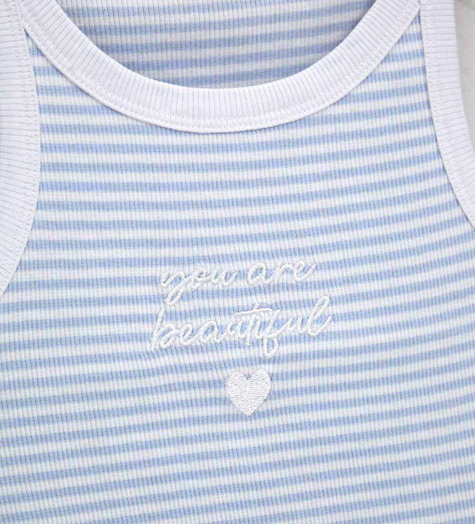 Girl - Striped tank top 9 - 10 Y Blue