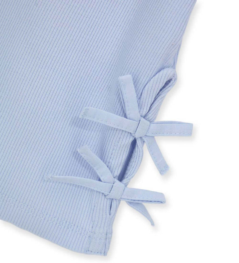 Girl - Bow Appliqué Ribbed T-shirt 9 - 10 Y White