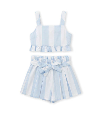 Girl - Blouse and bermuda shorts set 9 - 10 Y Blue
