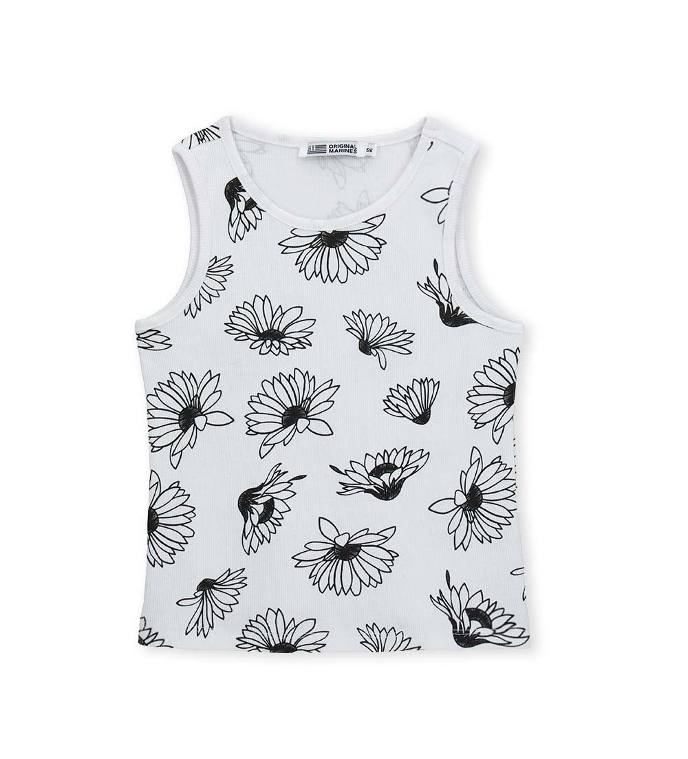Girl - Floral tank top 9 - 10 Y White
