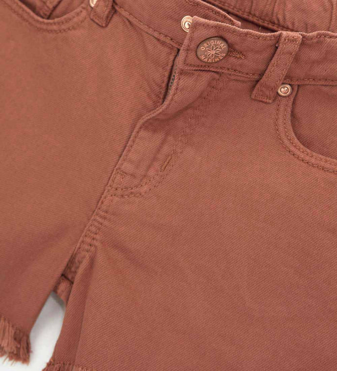 Girl - Fringe Cotton Bermuda Shorts 9 - 10 Y Brown