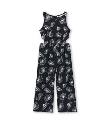 Girl - Floral onesie 9 - 10 Y Black