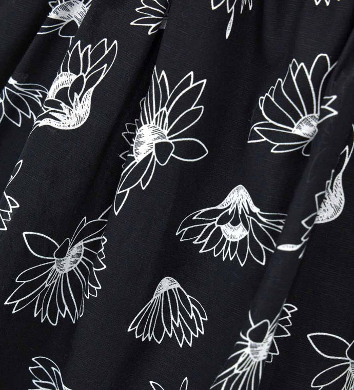 Girl - Short Sleeve Linen Dress 9 - 10 Y Black