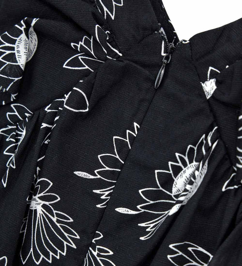 Girl - Short Sleeve Linen Dress 9 - 10 Y Black