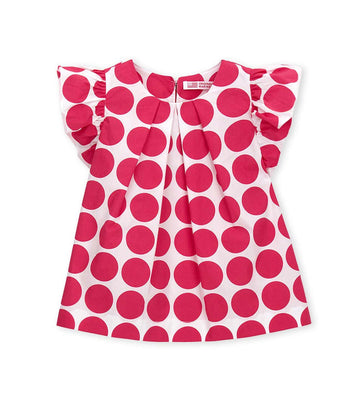 Girl - Short Sleeve Polka Dot Blouse 9 - 10 Y Red