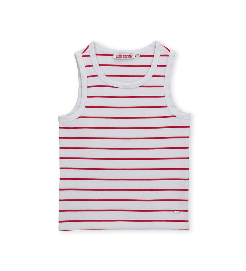 Girl - Sleeveless Striped Tank Top 9 - 10 Y Red