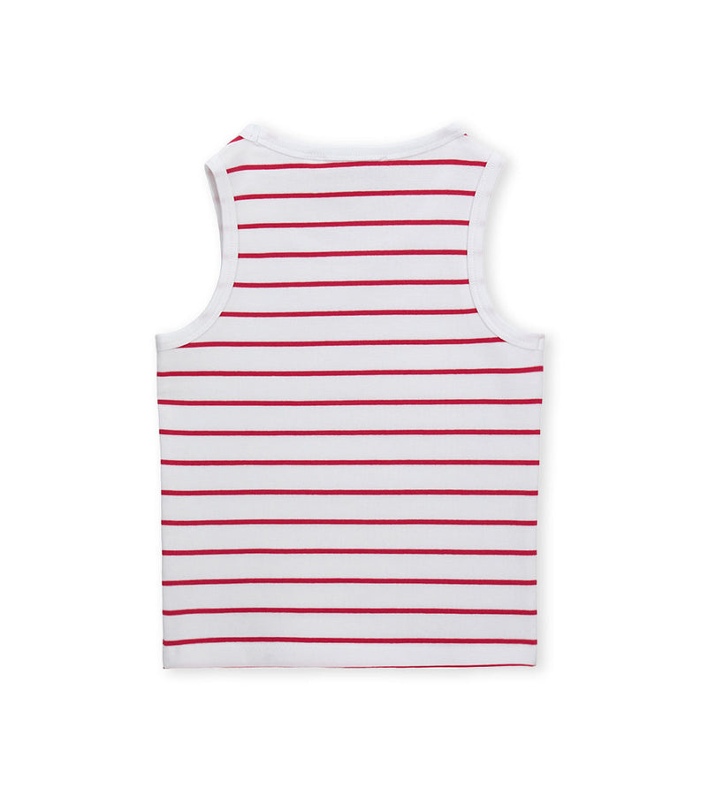 Girl - Sleeveless Striped Tank Top 9 - 10 Y Red