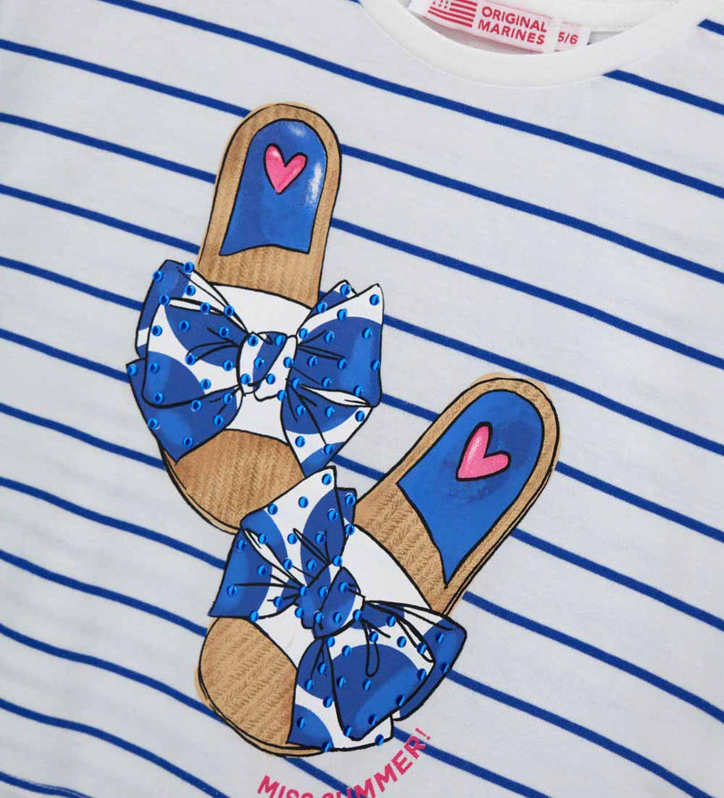 Girl - Short Sleeve Striped T-shirt 9 - 10 Y Red