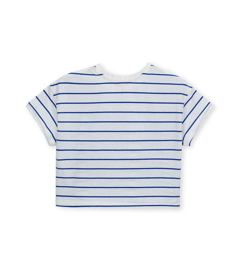 Girl - Short Sleeve Striped T-shirt 9 - 10 Y Red