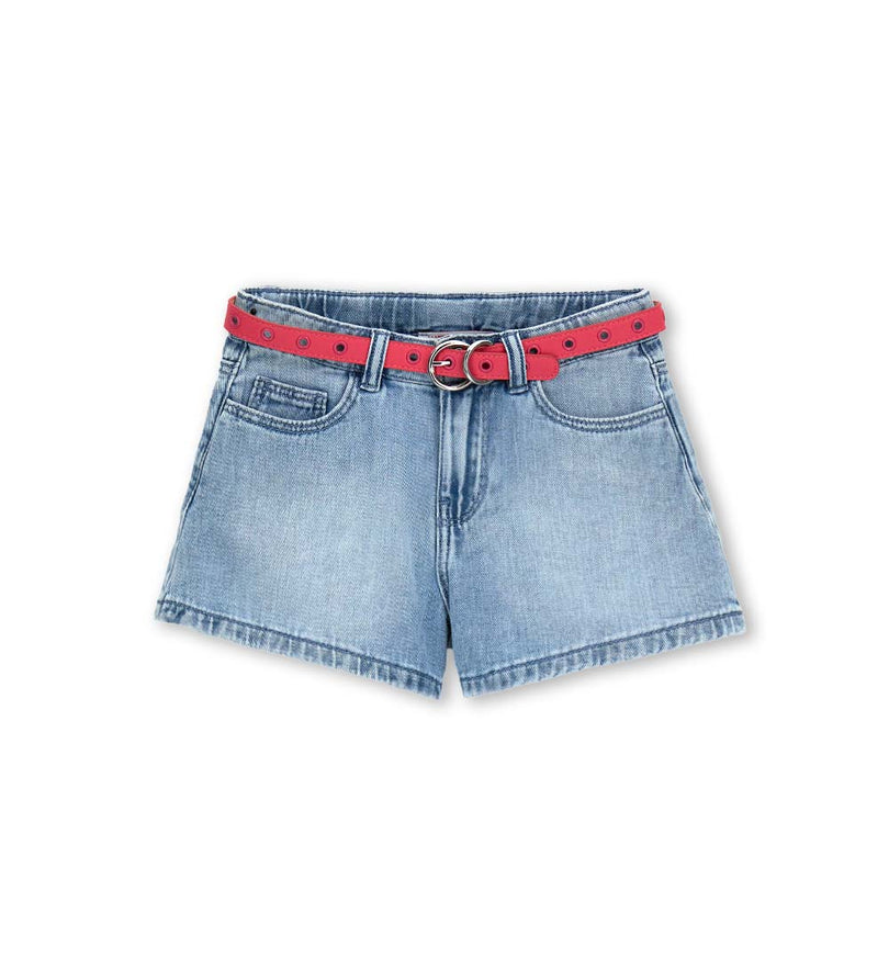 Girl - Studded Belt Denim Bermuda Shorts 9 - 10 Y Denim
