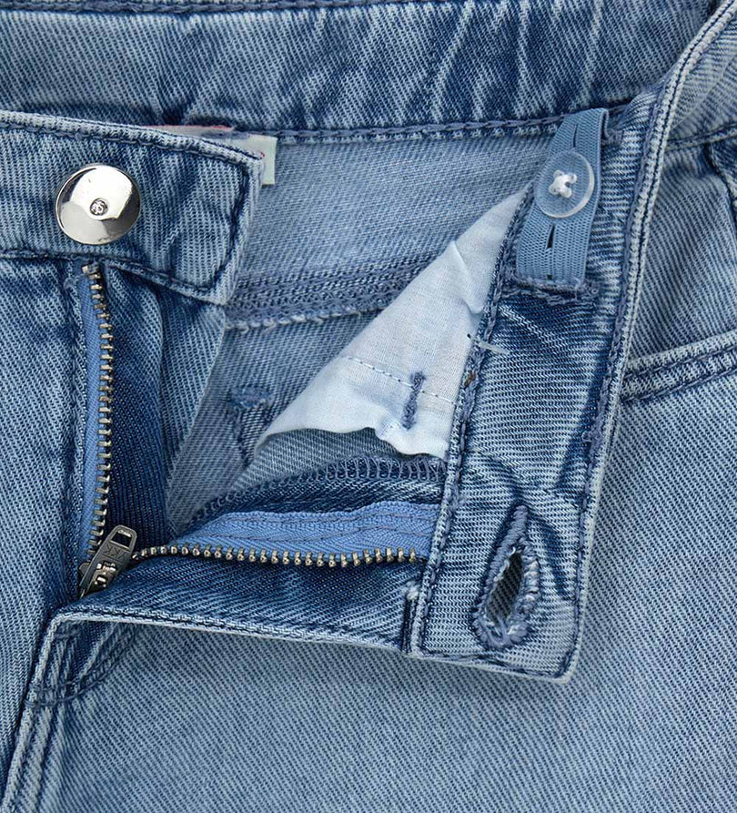 Girl - Studded Belt Denim Bermuda Shorts 9 - 10 Y Denim