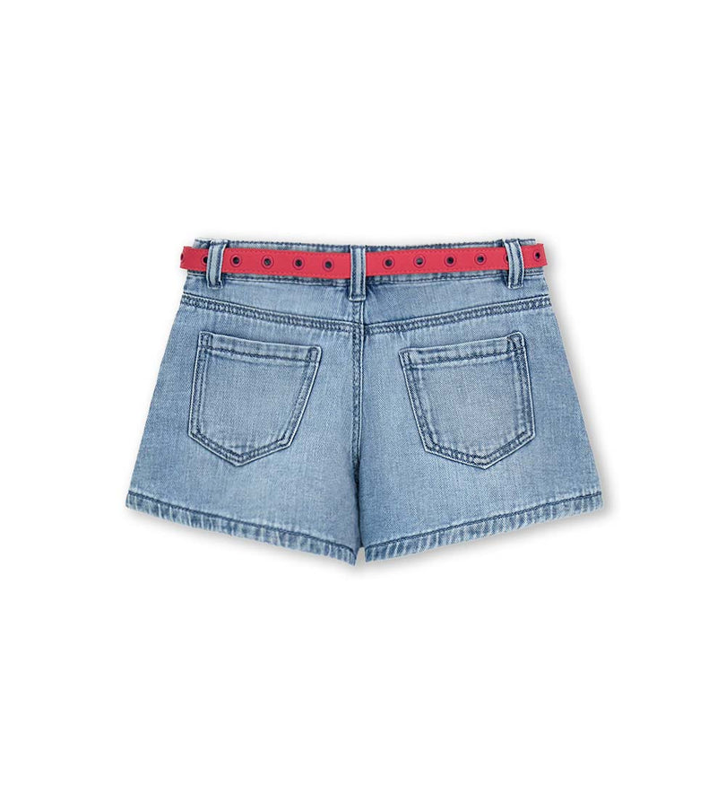 Girl - Studded Belt Denim Bermuda Shorts 9 - 10 Y Denim