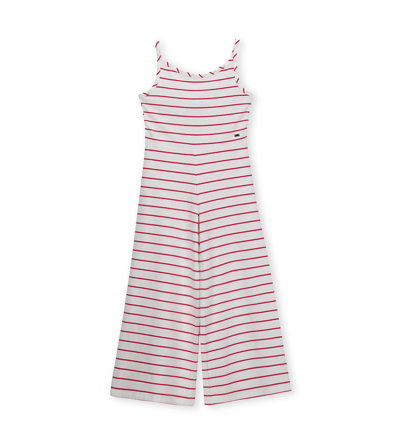 Girl - Short Sleeve Striped Onesie 9 - 10 Y Red