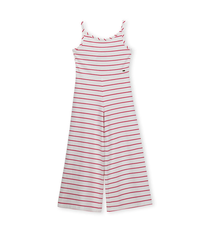 Girl - Short Sleeve Striped Onesie 9 - 10 Y Red