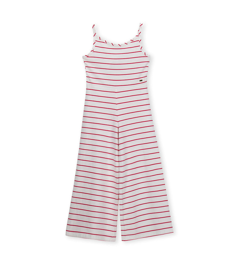 Girl - Short Sleeve Striped Onesie 9 - 10 Y Red