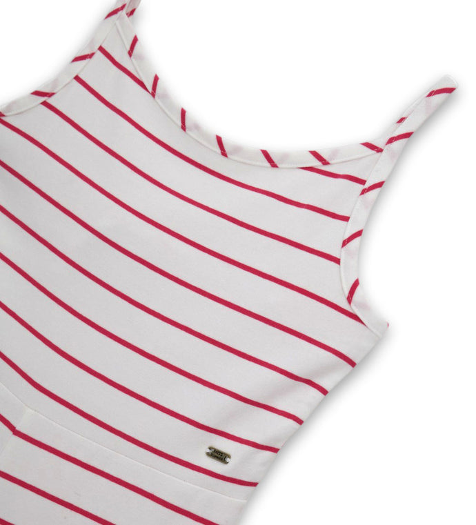 Girl - Short Sleeve Striped Onesie 9 - 10 Y Red