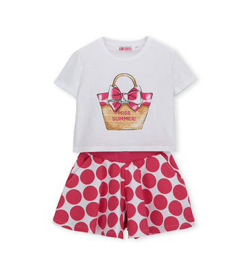 Girl - T-shirt and shorts set 9 - 10 Y Red