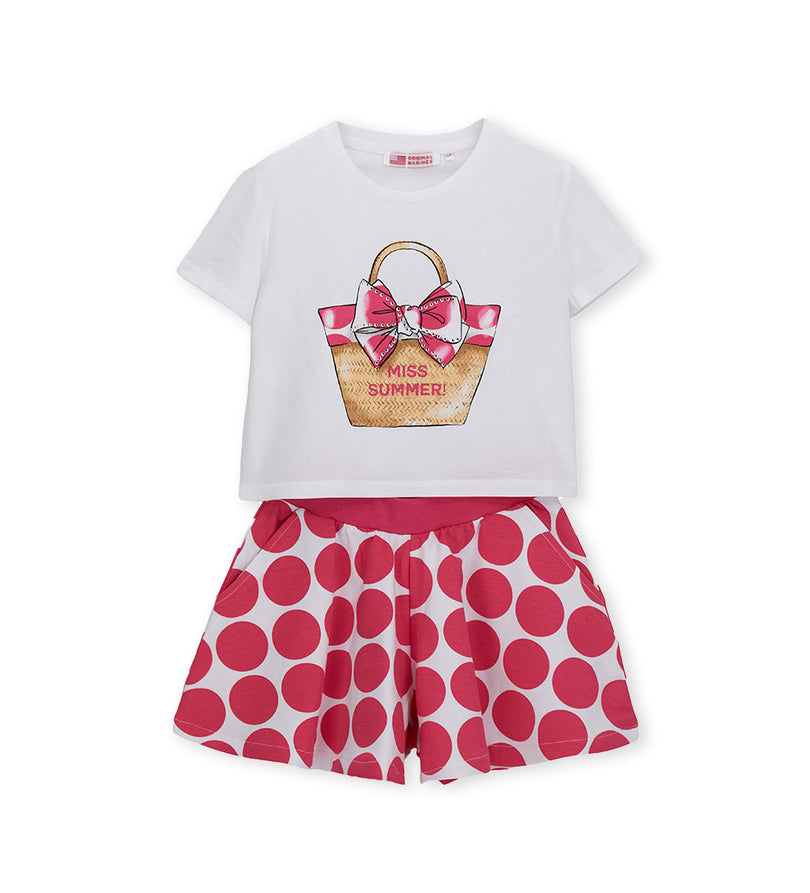 Girl - T-shirt and shorts set 9 - 10 Y Red