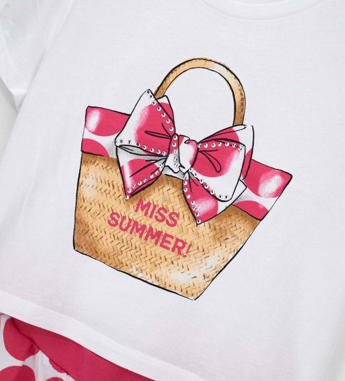 Girl - T-shirt and shorts set 9 - 10 Y Red