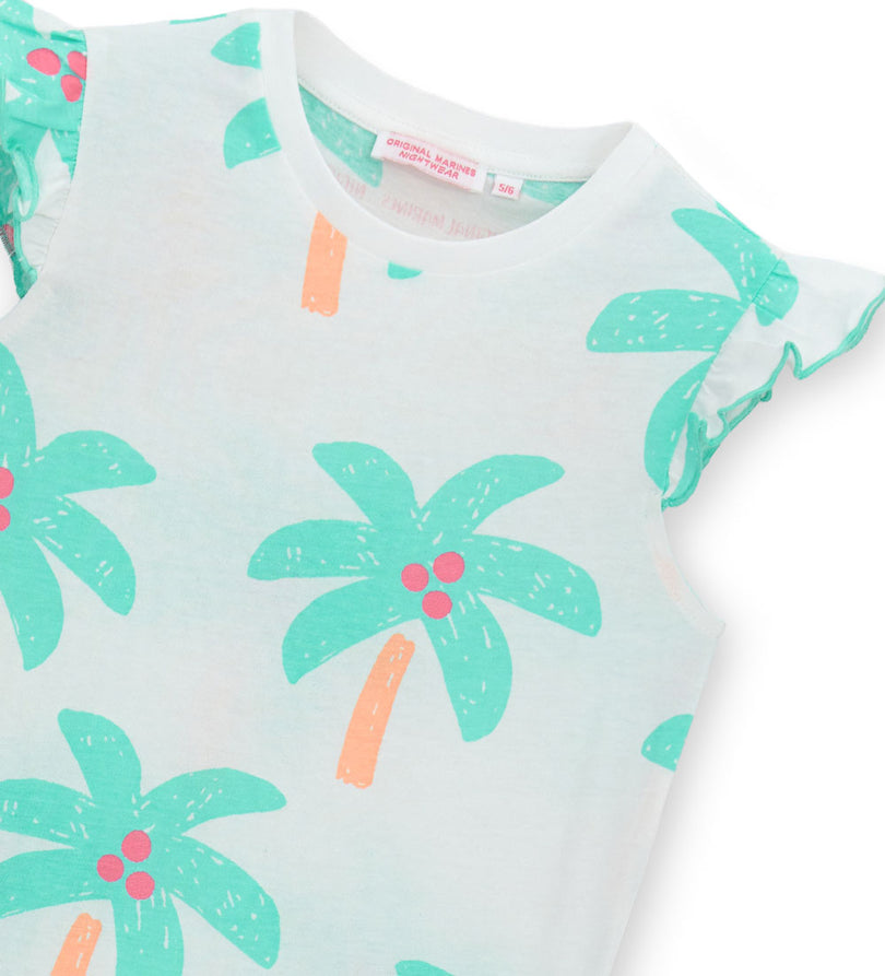 Girl - Allover Print Cotton Pajamas 9 - 10 Y Green