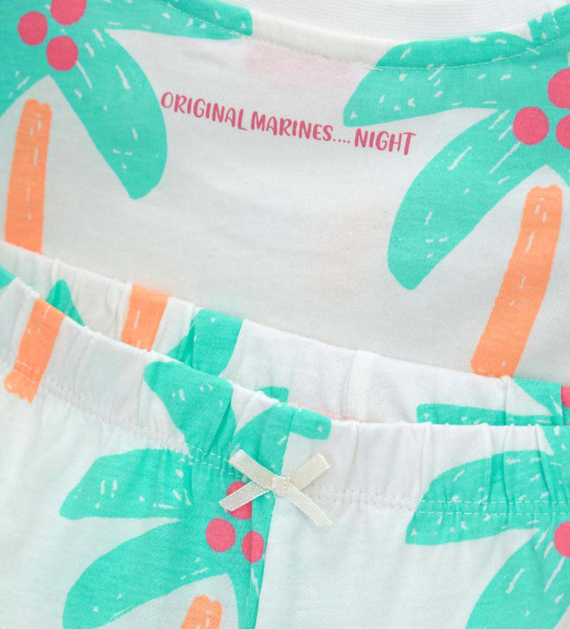 Girl - Allover Print Cotton Pajamas 9 - 10 Y Green