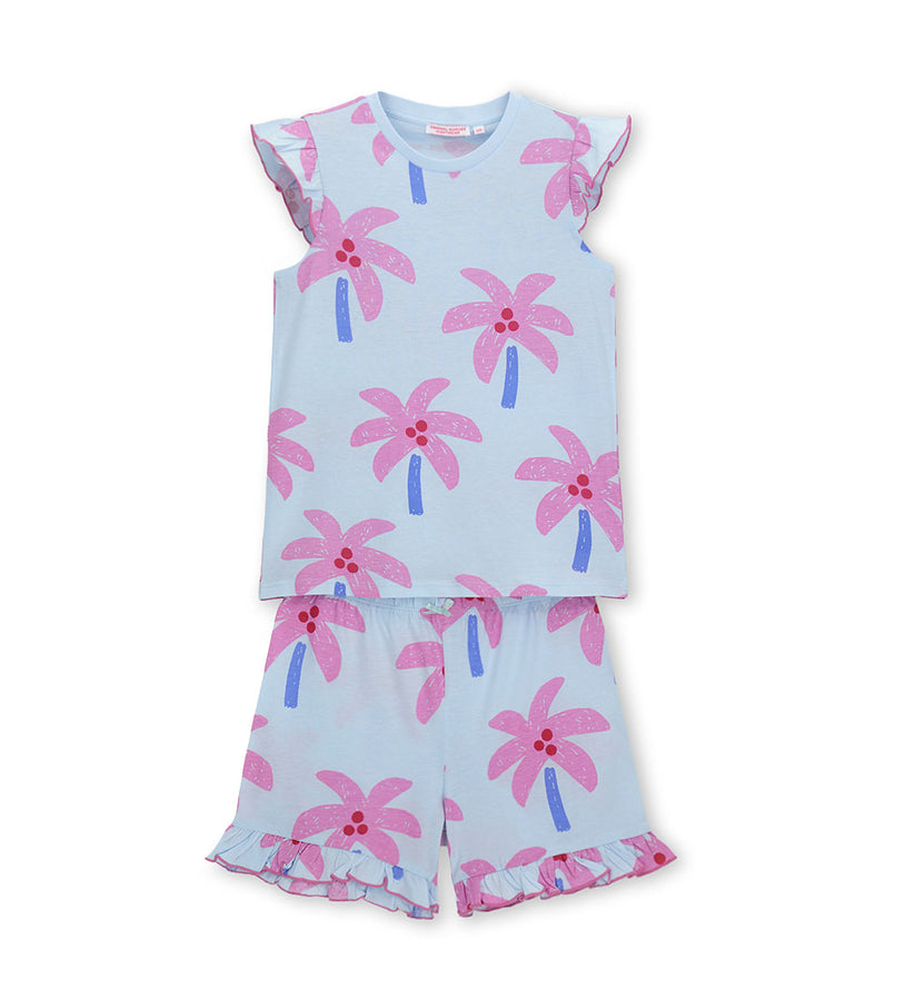 Girl - Allover Print Cotton Pajamas 9 - 10 Y Green
