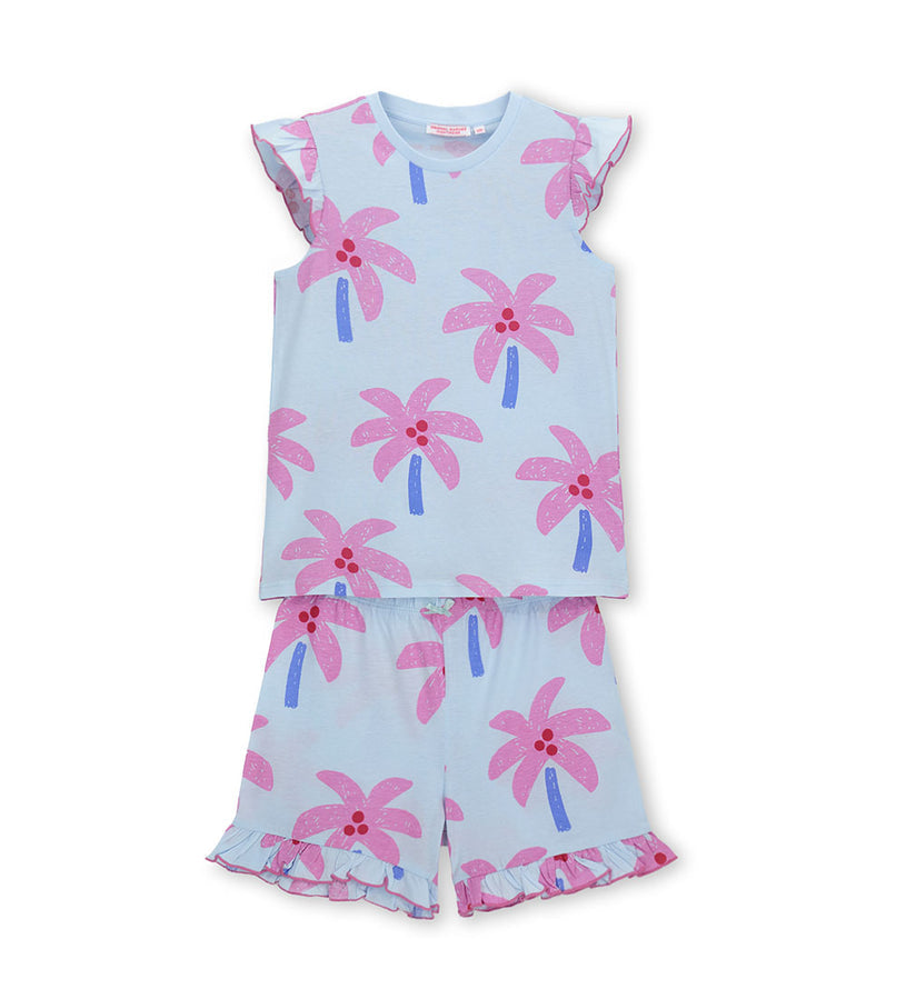 Girl - Allover Print Cotton Pajamas 9 - 10 Y Green