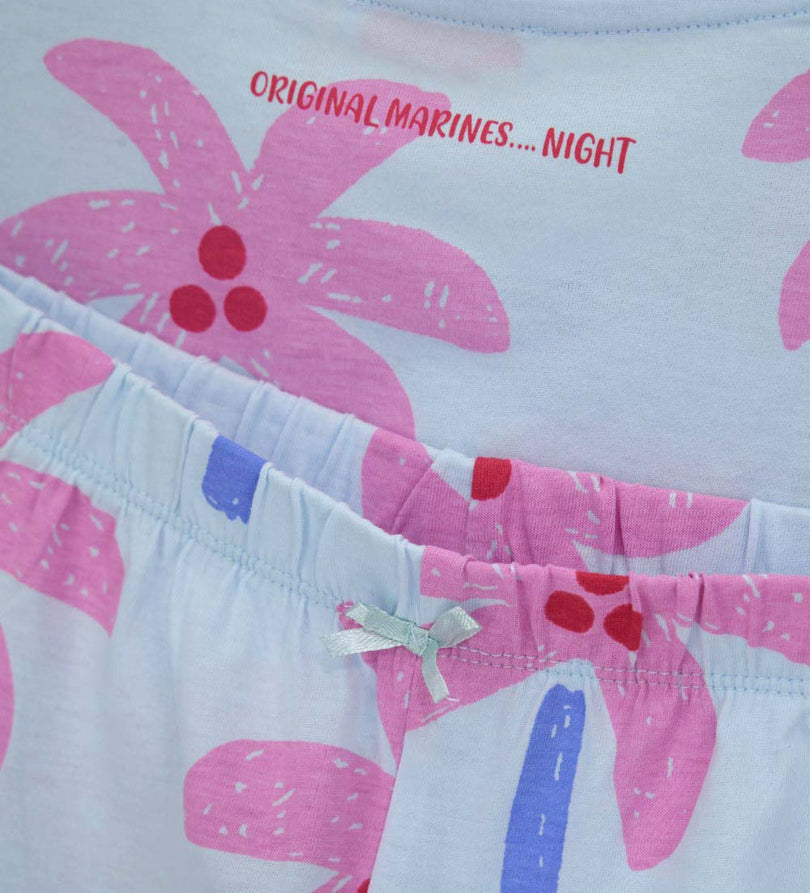 Girl - Allover Print Cotton Pajamas 9 - 10 Y Green