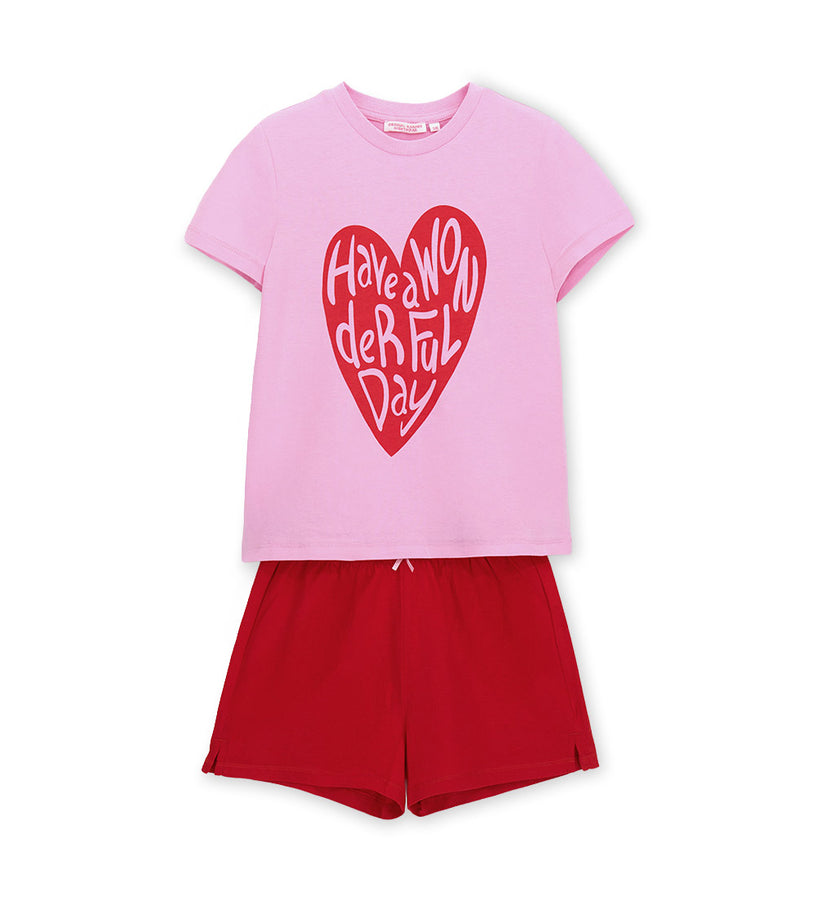 Girl - Front Print Short Pajamas 9 - 10 Y White