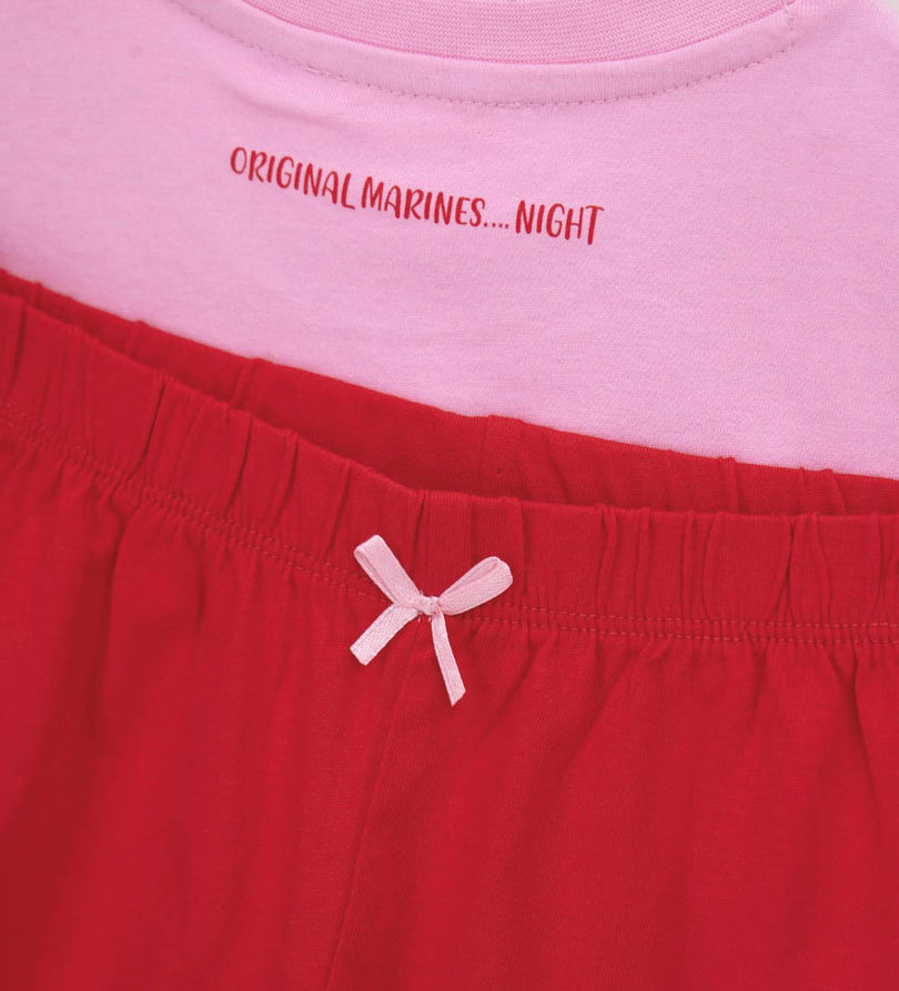 Girl - Front Print Short Pajamas 9 - 10 Y White