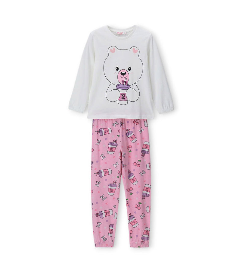 Girl - Glitter Print Pajamas 9 - 10 Y White