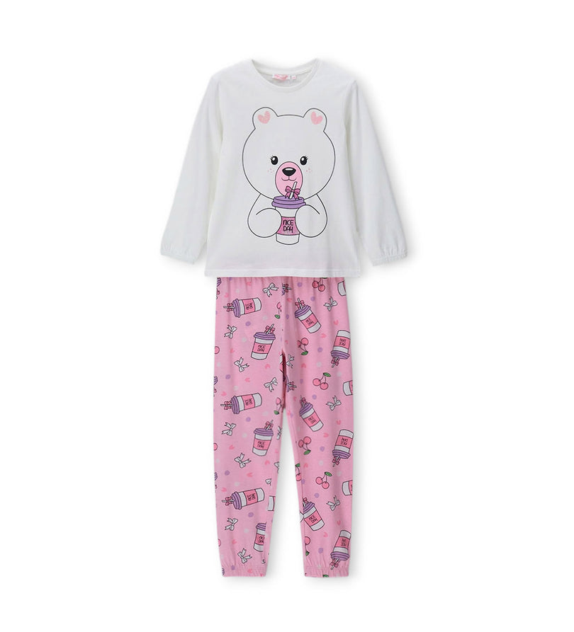 Girl - Glitter Print Pajamas 9 - 10 Y White