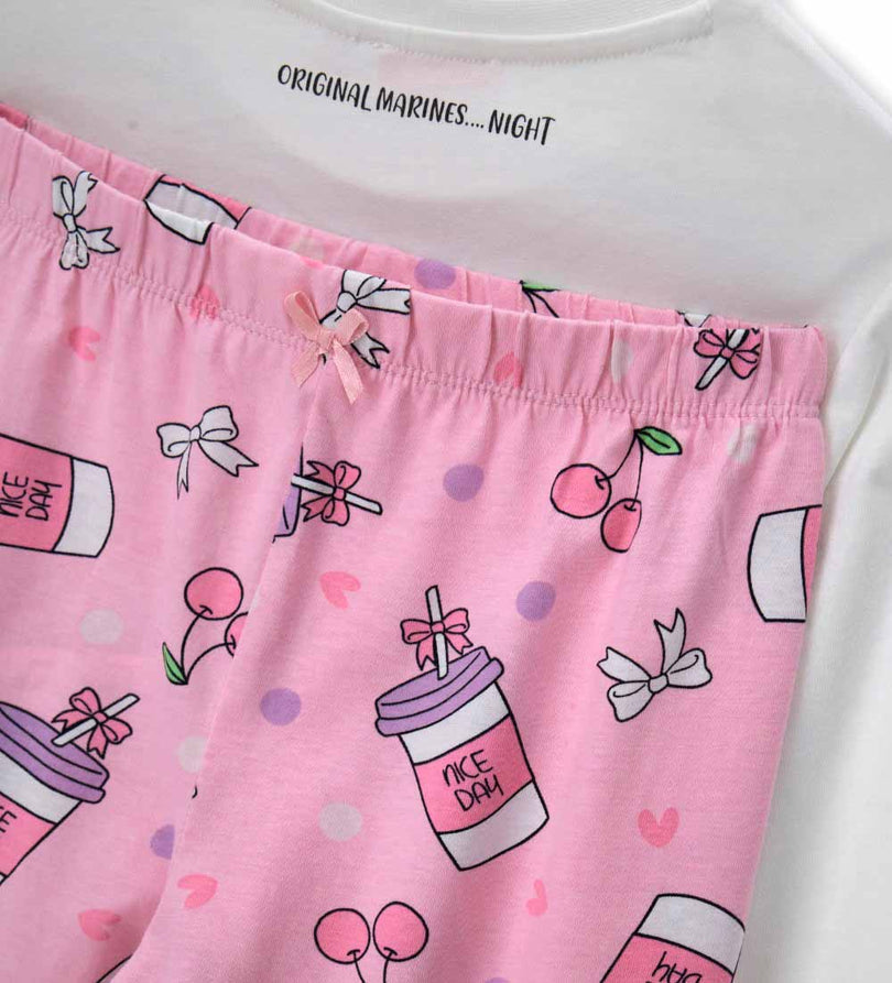 Girl - Glitter Print Pajamas 9 - 10 Y White