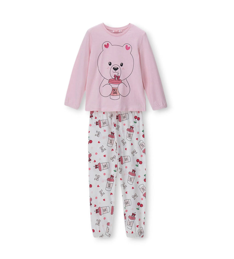 Girl - Glitter Print Pajamas 9 - 10 Y White