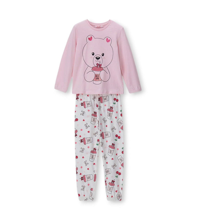Girl - Glitter Print Pajamas 9 - 10 Y White