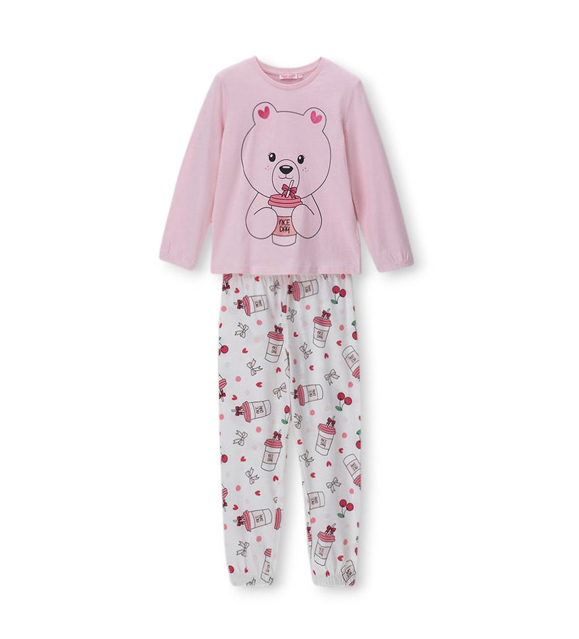 Girl - Glitter Print Pajamas 9 - 10 Y White