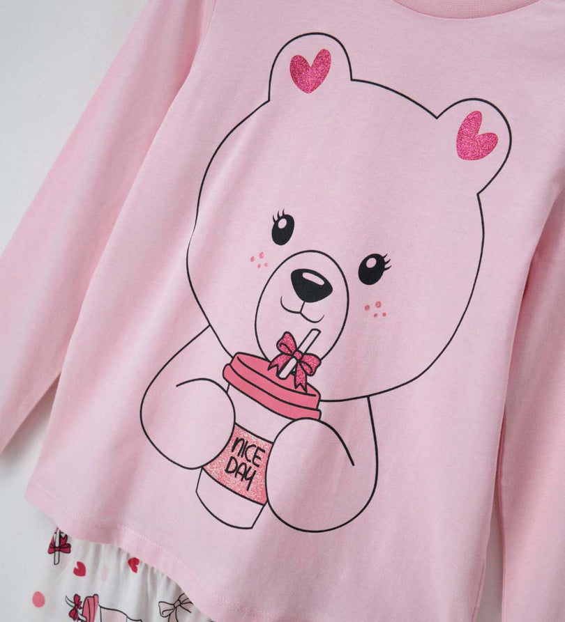 Girl - Glitter Print Pajamas 9 - 10 Y White